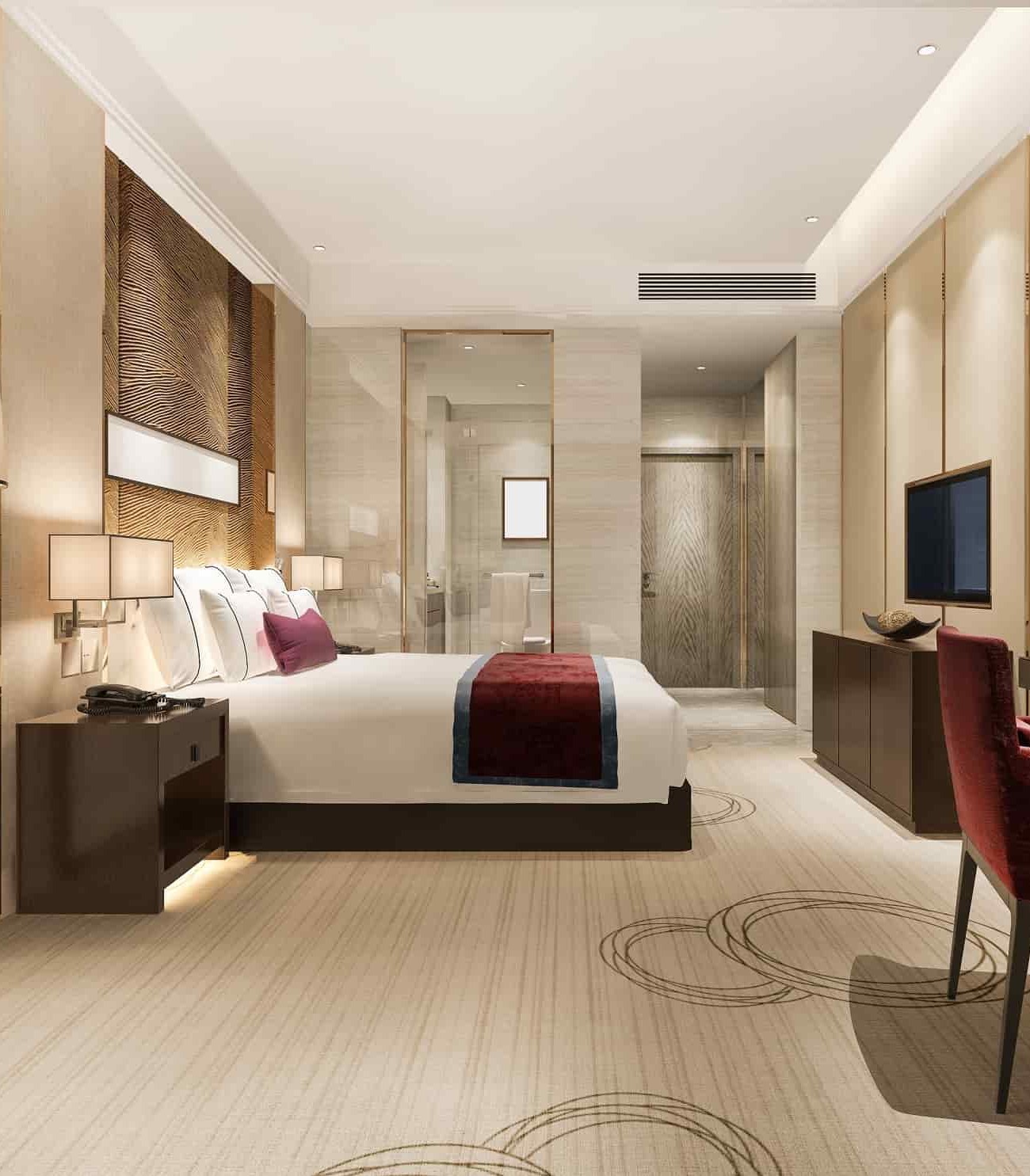 3d rendering modern luxury bedroom suite Pune